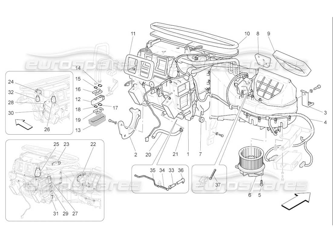 maserati qtp. (2010) 4.7 auto a c unit: dashboard devices part diagram