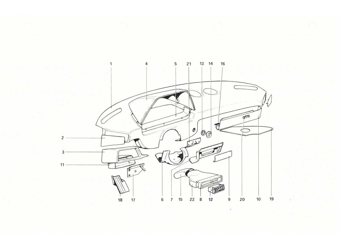 ferrari 208 gtb gts instrument panel part diagram