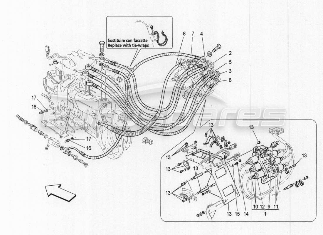 maserati granturismo special edition gearbox activation hydraulics power unit parts diagram