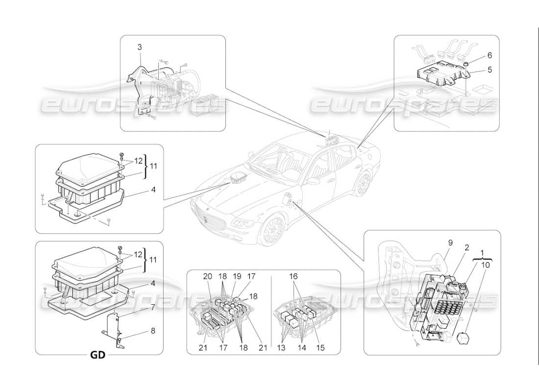 maserati qtp. (2010) 4.7 auto relays, fuses and boxes part diagram