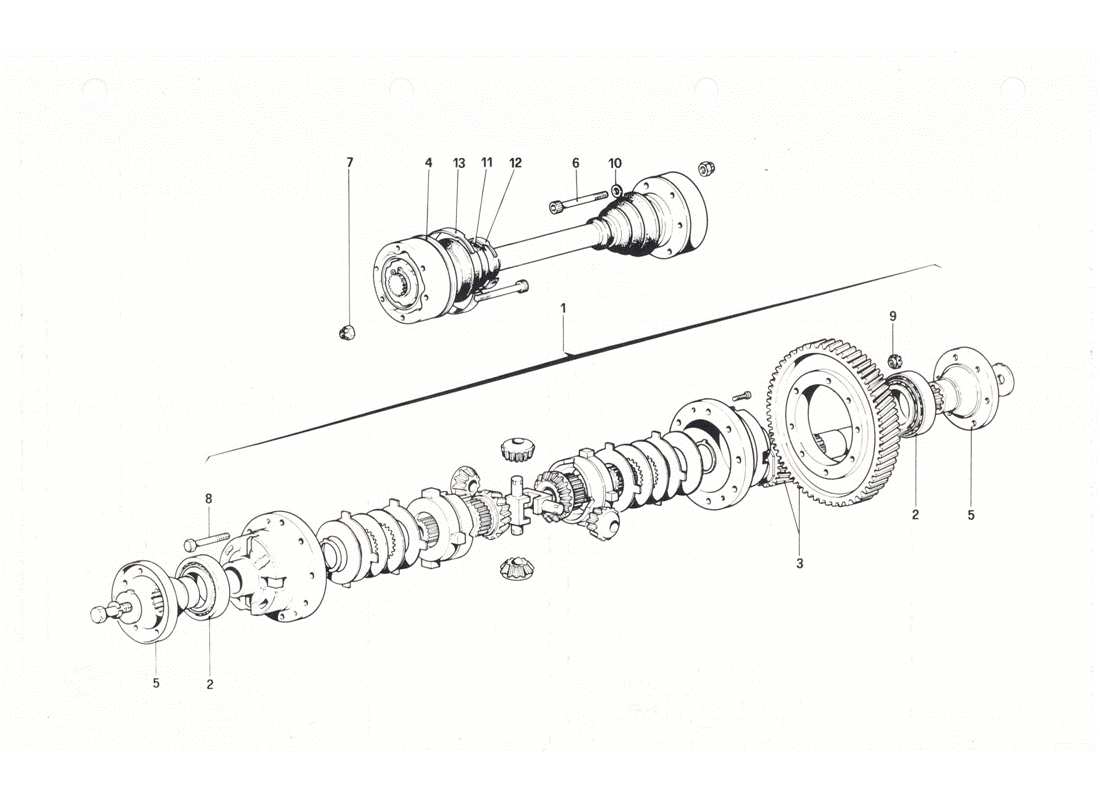 ferrari 208 gtb gts differential and axle shaft part diagram