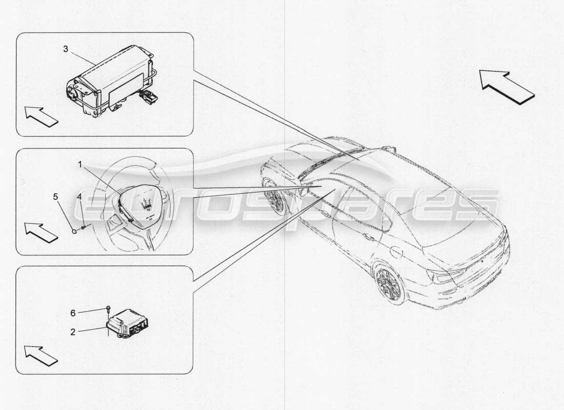 maserati qtp. v8 3.8 530bhp 2014 auto front airbag system parts diagram