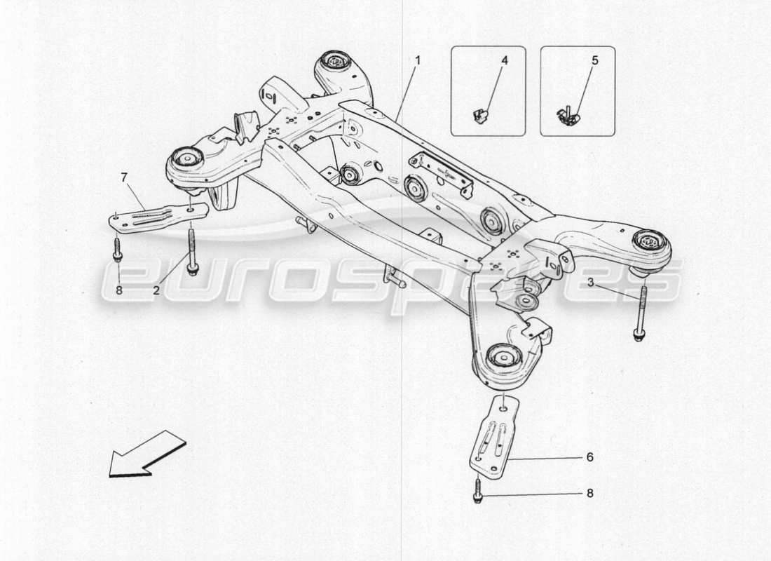 maserati qtp. v8 3.8 530bhp 2014 auto rear chassis parts diagram