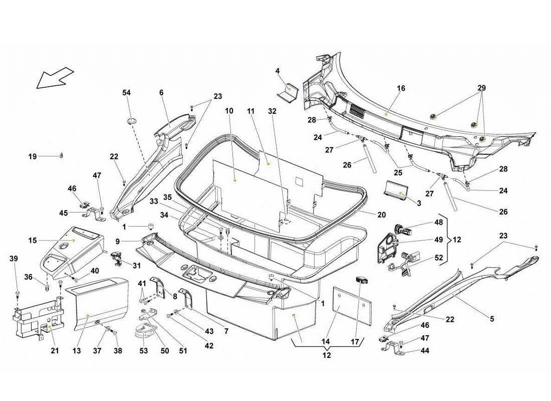 lamborghini gallardo lp570-4s perform luggage boot trims parts diagram