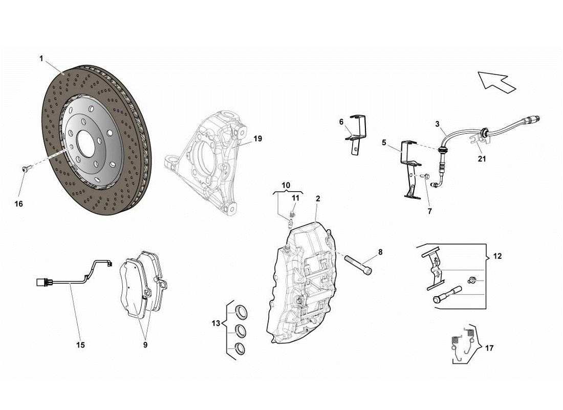 lamborghini gallardo lp570-4s perform front brakes discs ccb parts diagram