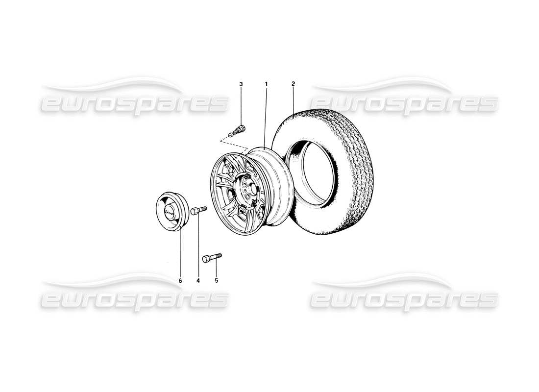 ferrari 246 dino (1975) wheels part diagram