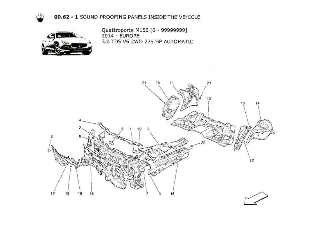 maserati qtp. v6 3.0 tds 275bhp 2014 sound-proofing panels inside the vehicle parts diagram