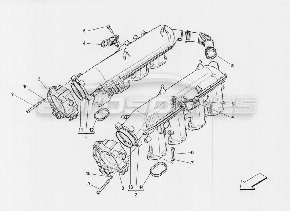 maserati qtp. v8 3.8 530bhp auto 2015 intake manifold and throttle body parts diagram