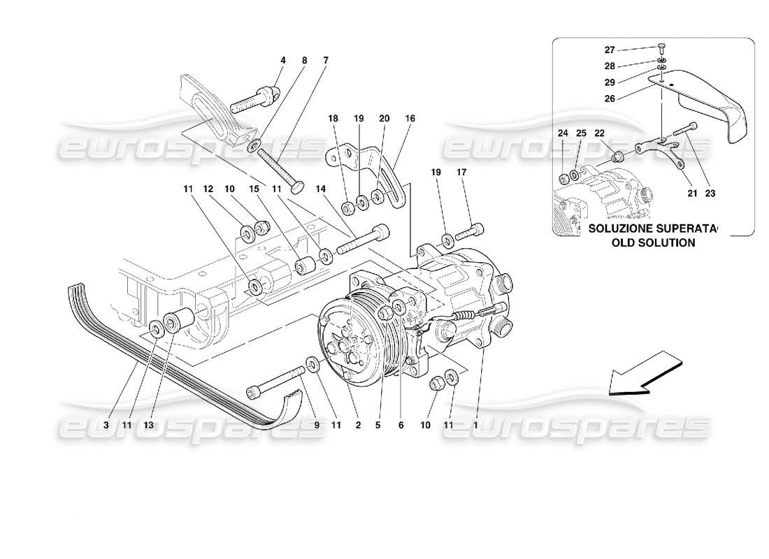 ferrari 355 (2.7 motronic) air conditioning compressor part diagram