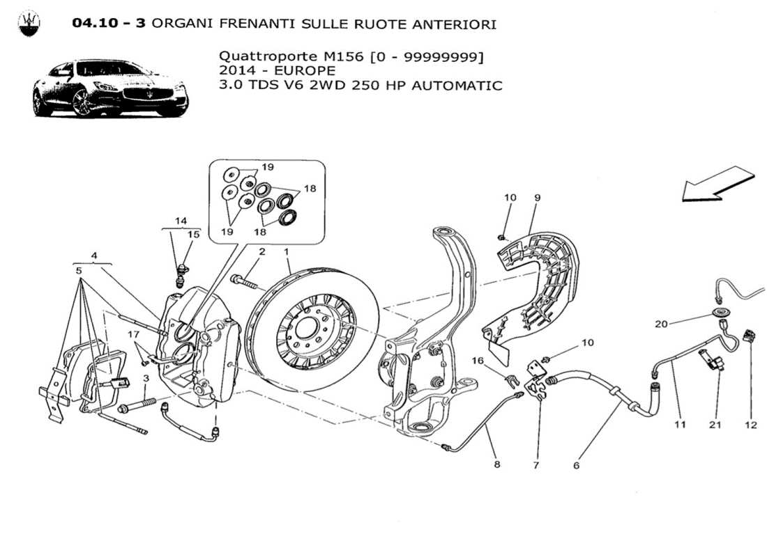 maserati qtp. v6 3.0 tds 250bhp 2014 braking devices on front wheels part diagram