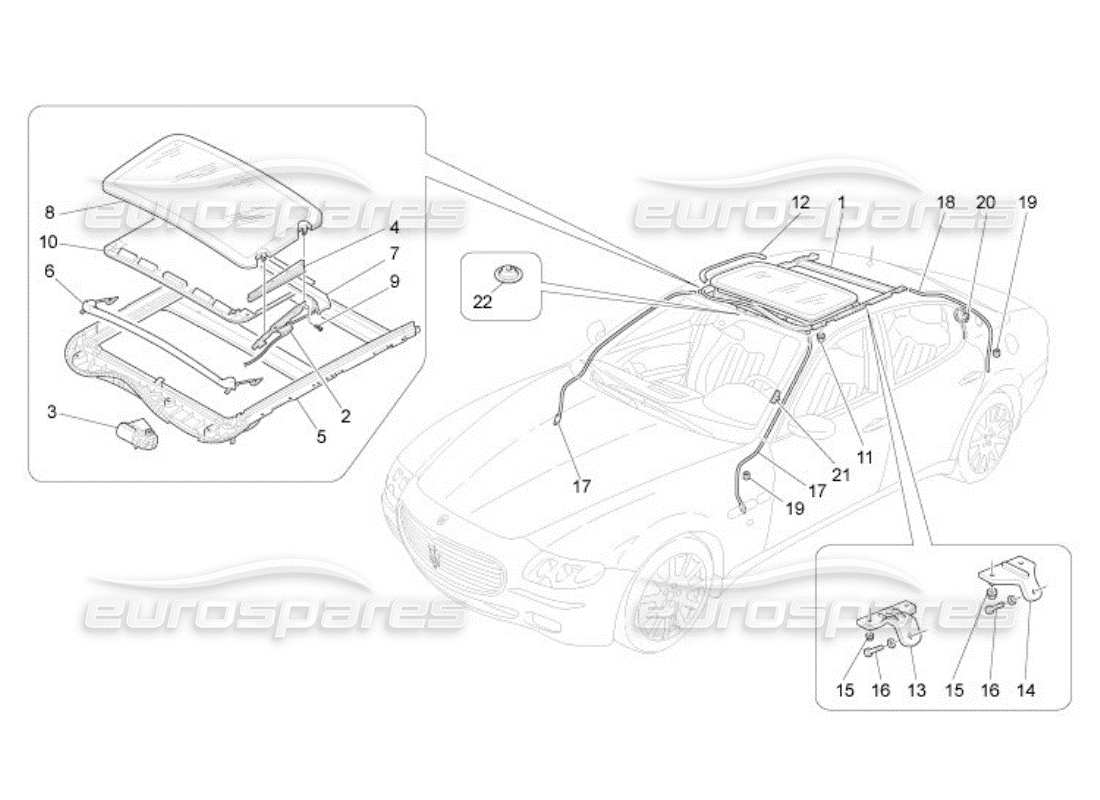 maserati qtp. (2005) 4.2 sunroof part diagram