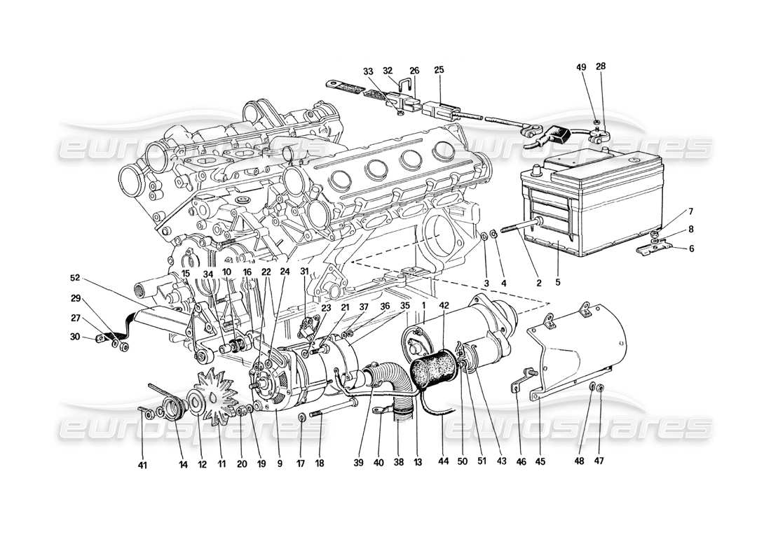 ferrari 328 (1985) electric generating system parts diagram