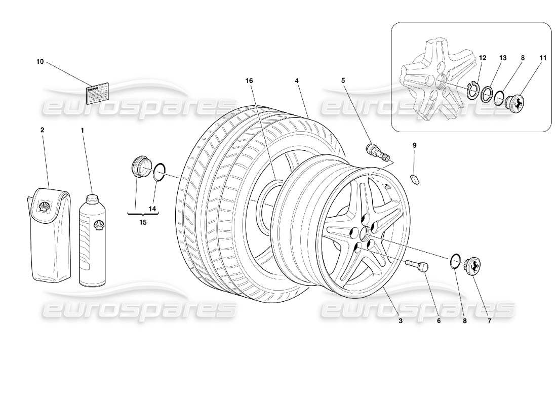 ferrari 355 (2.7 motronic) wheels part diagram