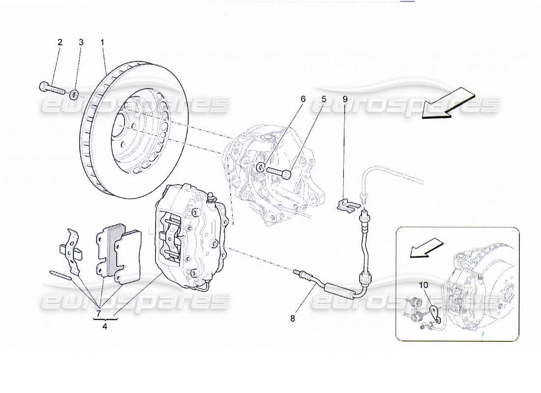 maserati qtp. (2010) 4.2 braking devices on rear wheels parts diagram