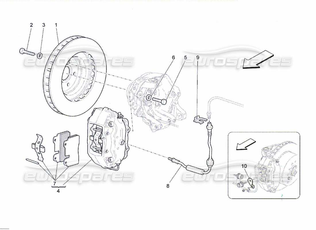 maserati qtp. (2010) 4.7 braking devices on rear wheels part diagram