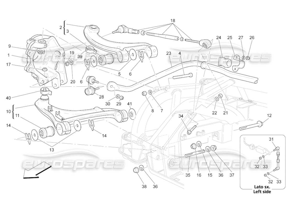 maserati grancabrio (2011) 4.7 rear suspension part diagram
