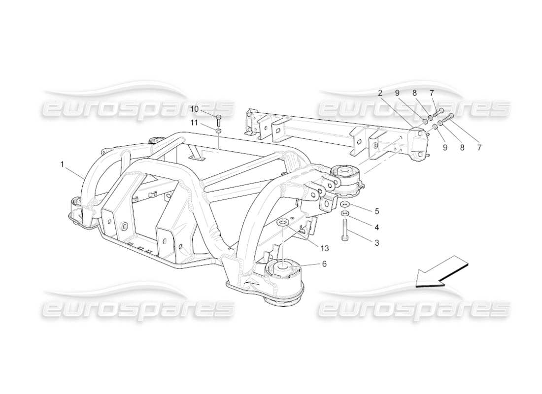 maserati grancabrio (2011) 4.7 rear chassis part diagram