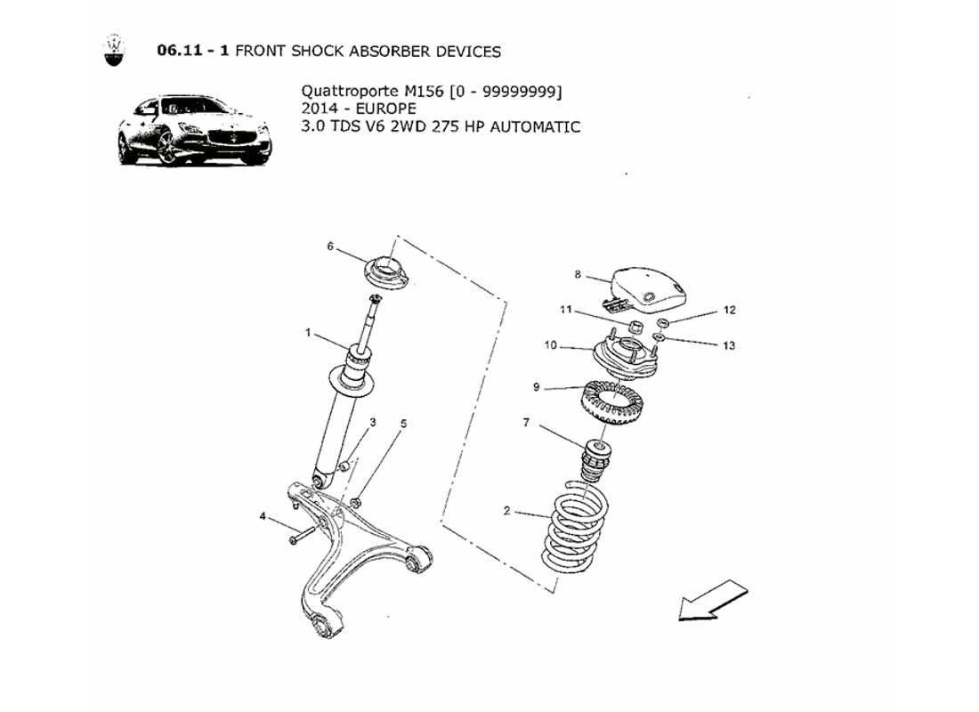 maserati qtp. v6 3.0 tds 275bhp 2014 front shock absorber devices part diagram