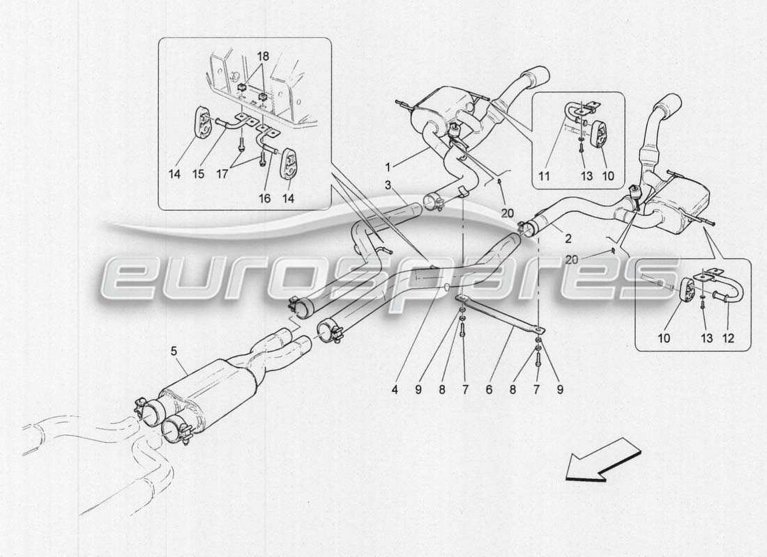 maserati grancabrio mc centenario exhaust part diagram