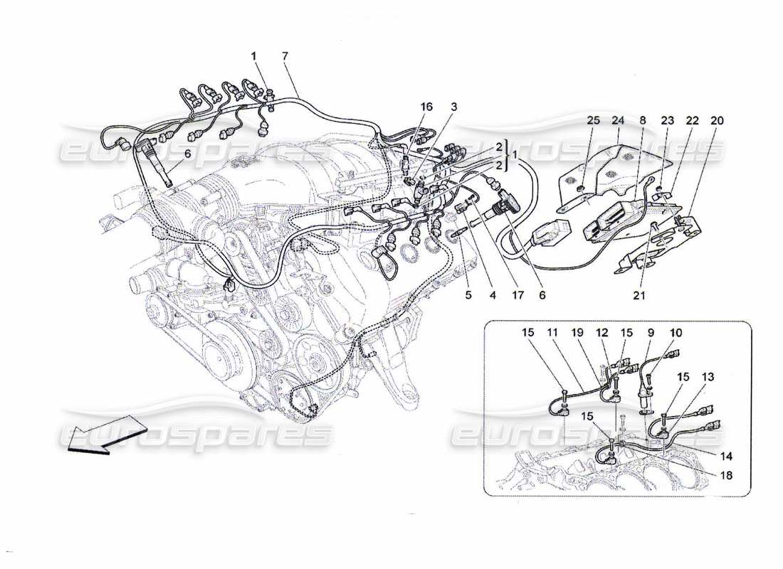 maserati qtp. (2010) 4.7 electronic control: injection and engine timing control parts diagram