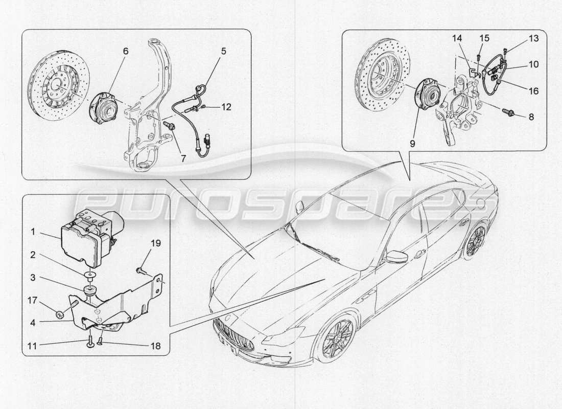 maserati qtp. v8 3.8 530bhp 2014 auto braking control systems parts diagram