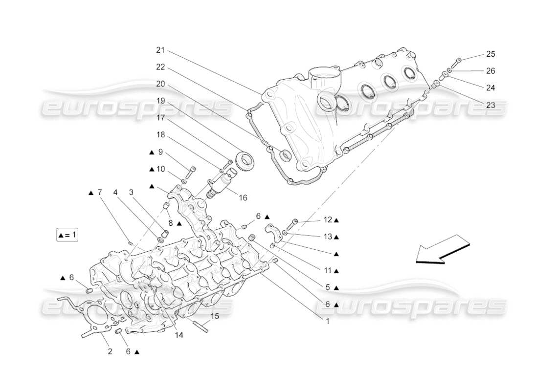 maserati grancabrio (2011) 4.7 lh cylinder head part diagram