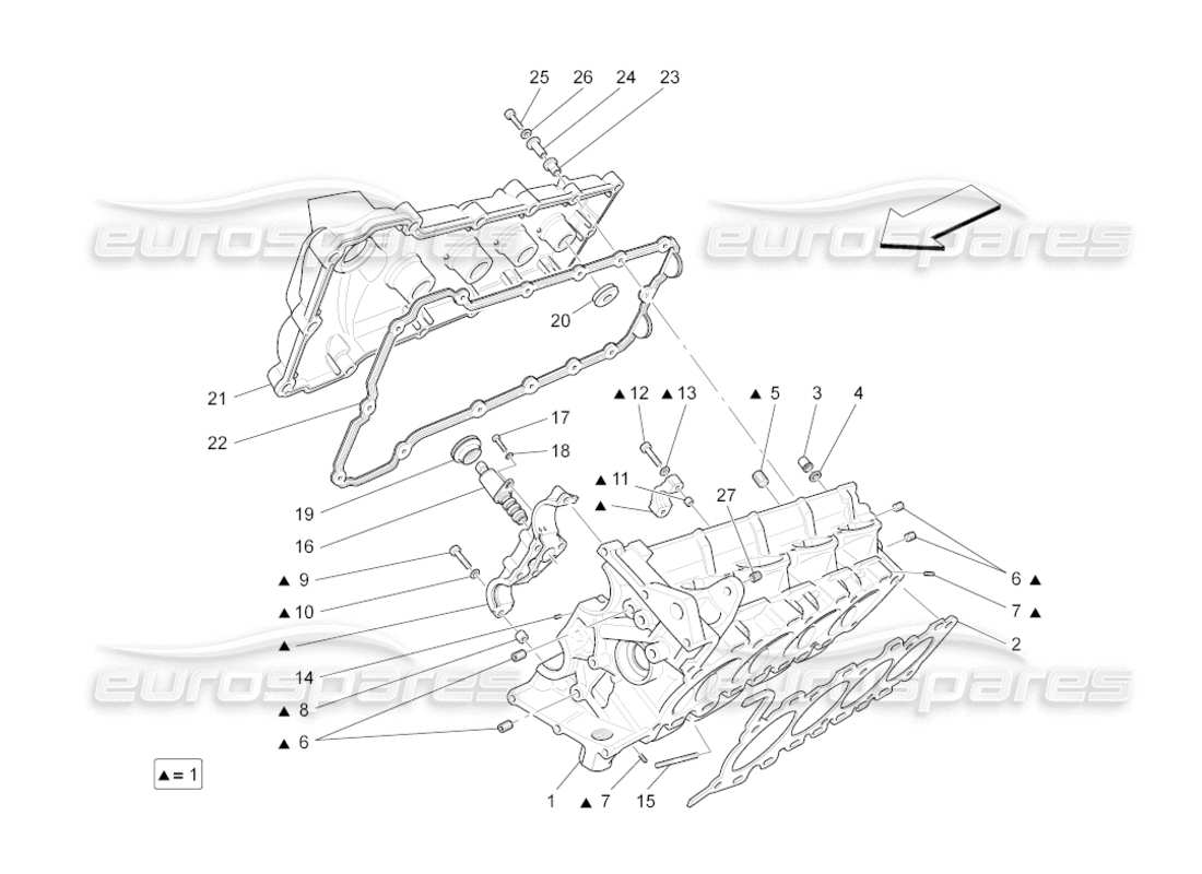maserati grancabrio (2011) 4.7 rh cylinder head part diagram