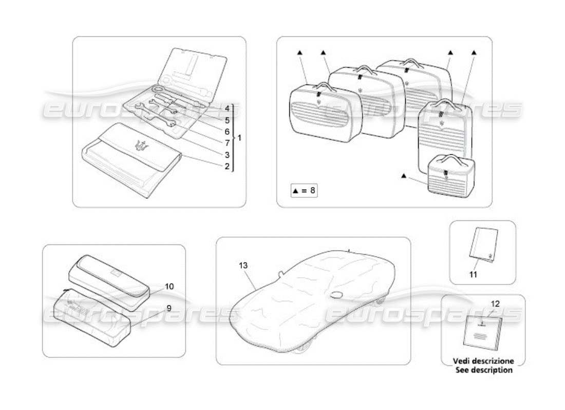 maserati qtp. (2005) 4.2 accessories provided part diagram