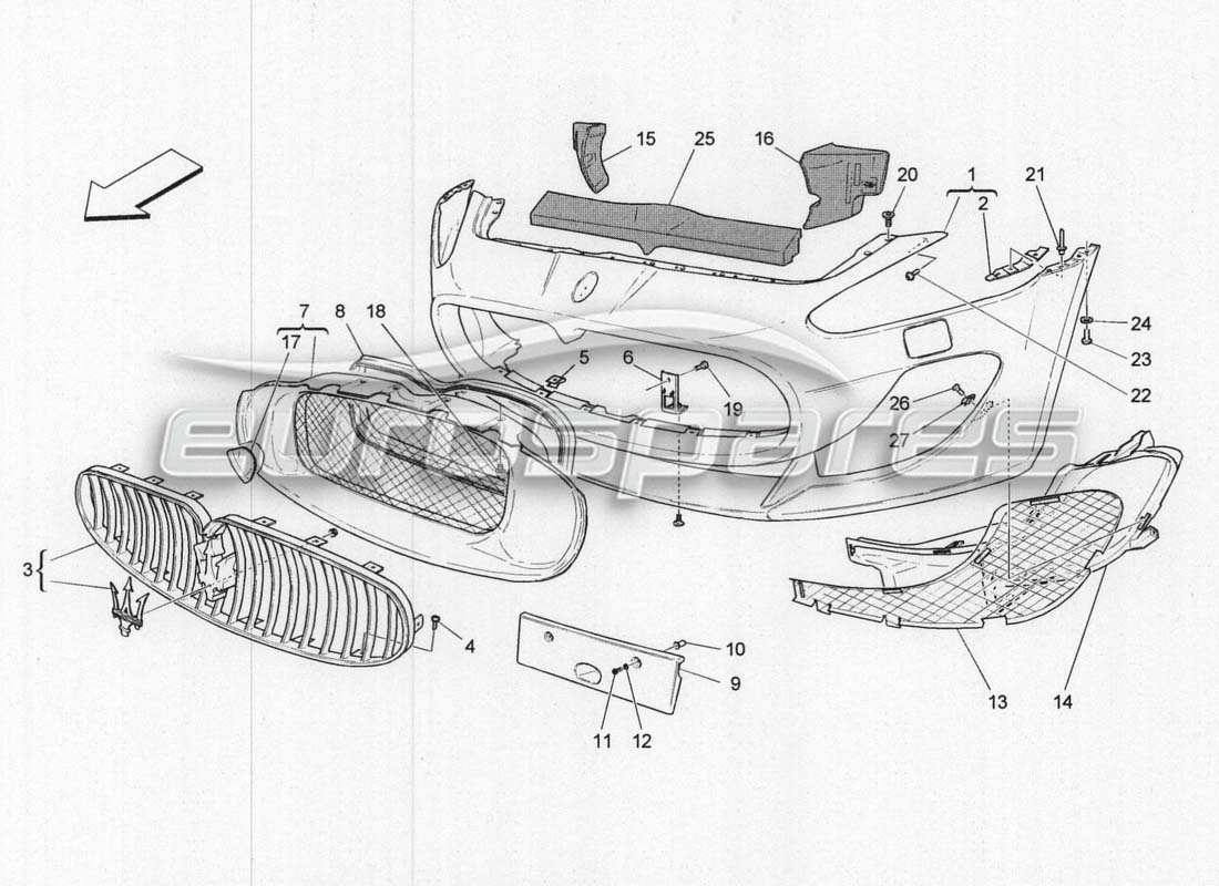 maserati grancabrio mc centenario front bumper part diagram