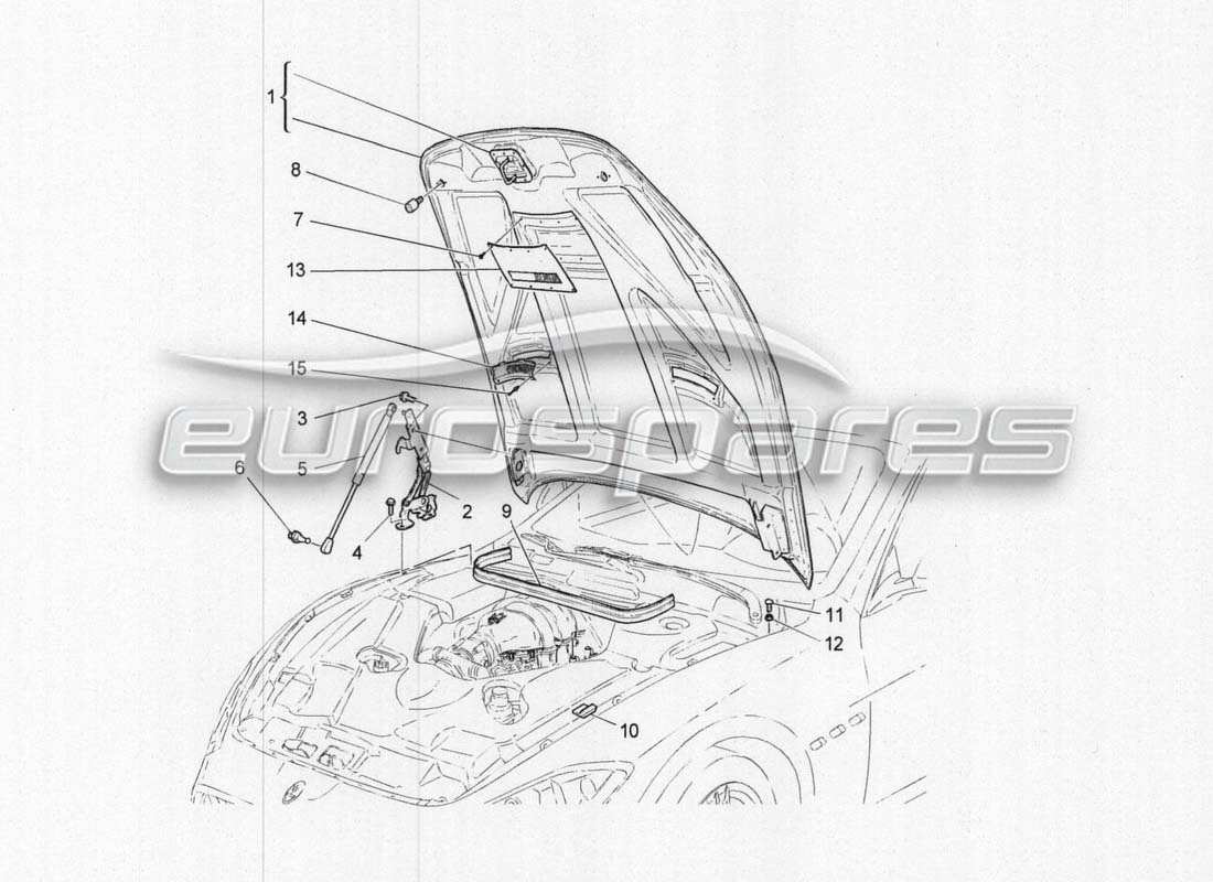 maserati grancabrio mc centenario front bonnet part diagram