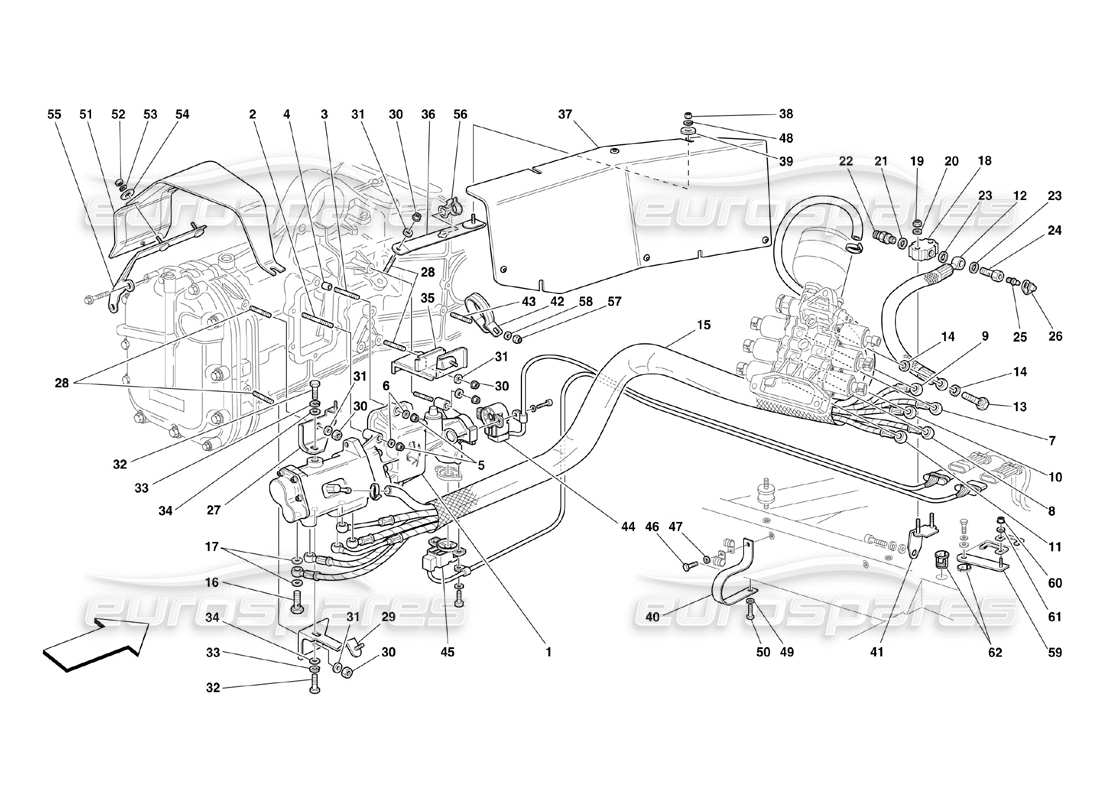 ferrari 360 challenge (2000) f1 clutch hydraulic control part diagram