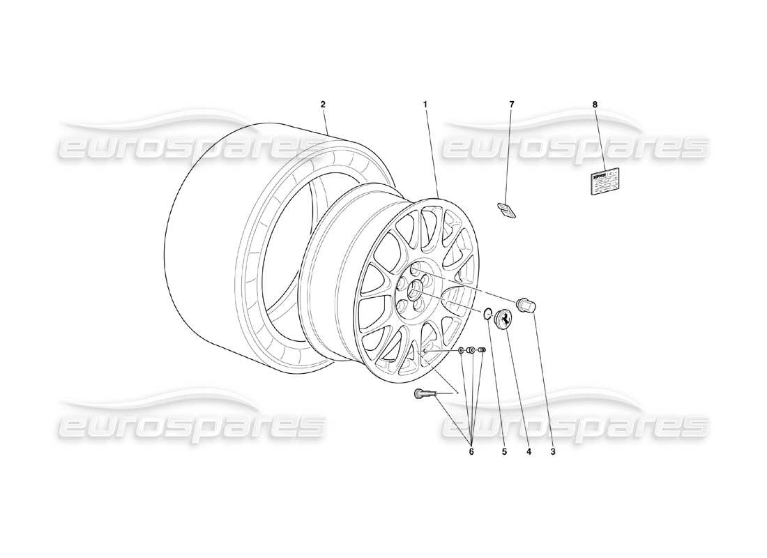 ferrari 360 challenge (2000) wheels part diagram