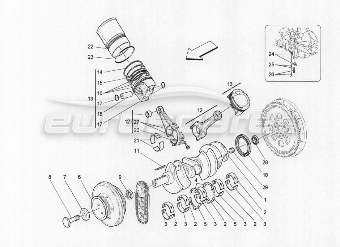 maserati granturismo special edition crank mechanism parts diagram