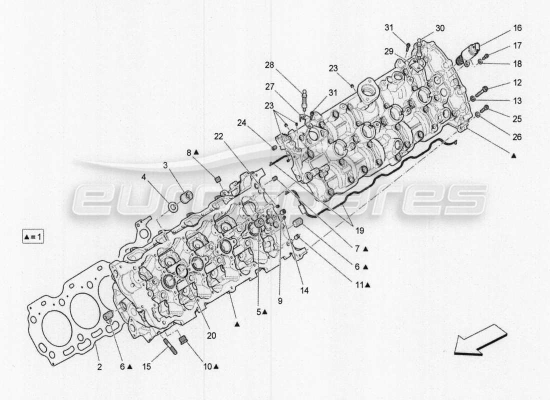 maserati qtp. v8 3.8 530bhp 2014 auto lh cylinder head part diagram