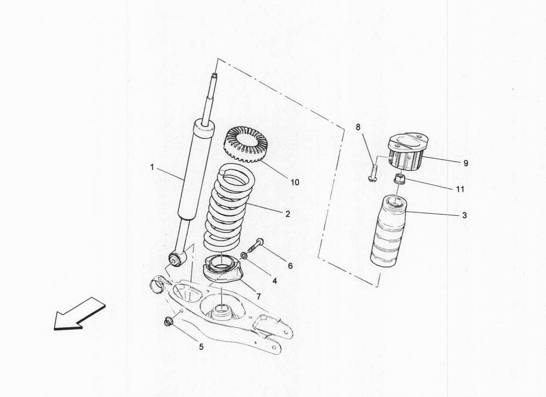 maserati qtp. v6 3.0 bt 410bhp 2wd 2017 rear shock absorber devices part diagram