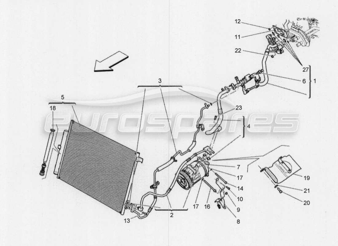 maserati qtp. v8 3.8 530bhp 2014 auto a c unit: engine compartment devices part diagram