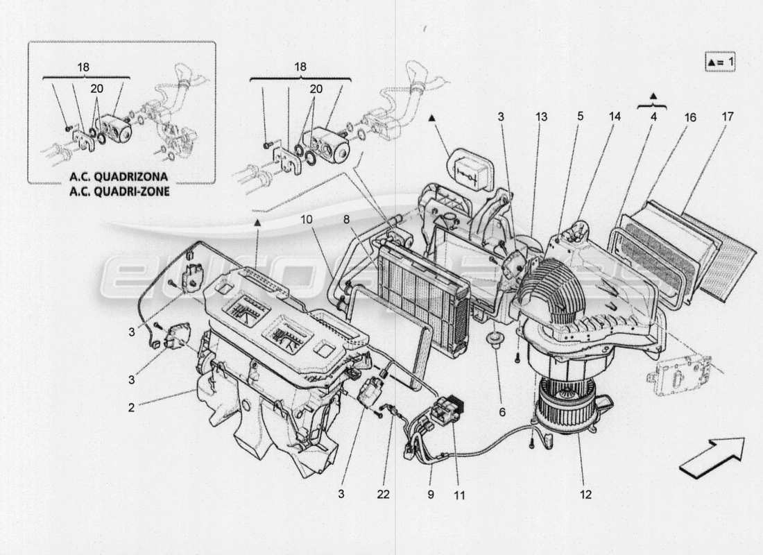 maserati qtp. v8 3.8 530bhp 2014 auto a c unit: dashboard devices parts diagram