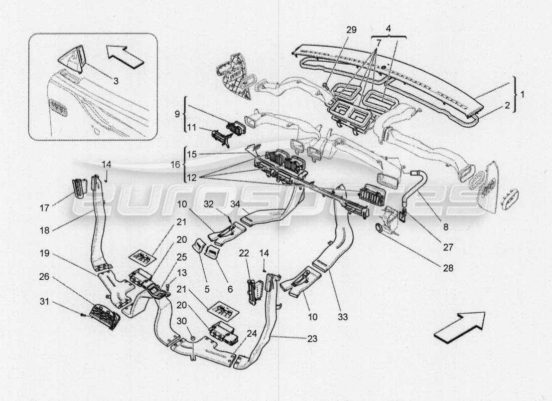 maserati qtp. v8 3.8 530bhp 2014 auto a c unit: diffusion part diagram