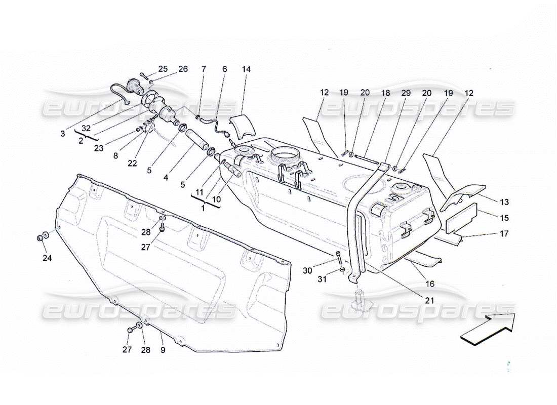 maserati qtp. (2010) 4.2 fuel tank parts diagram