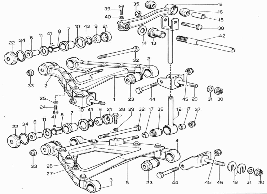 ferrari 365 gtb4 daytona (1969) rear suspension parts diagram