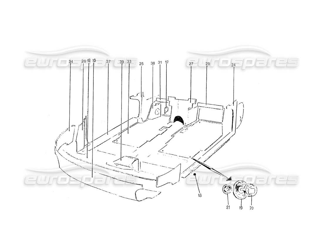 ferrari 275 (pininfarina coachwork) gruppo tappeti e rivestimenti interni vettura part diagram