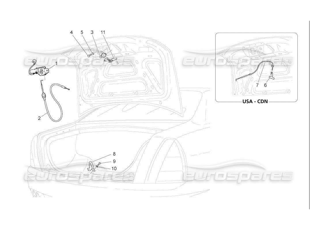 maserati qtp. (2007) 4.2 auto rear lid opening control parts diagram