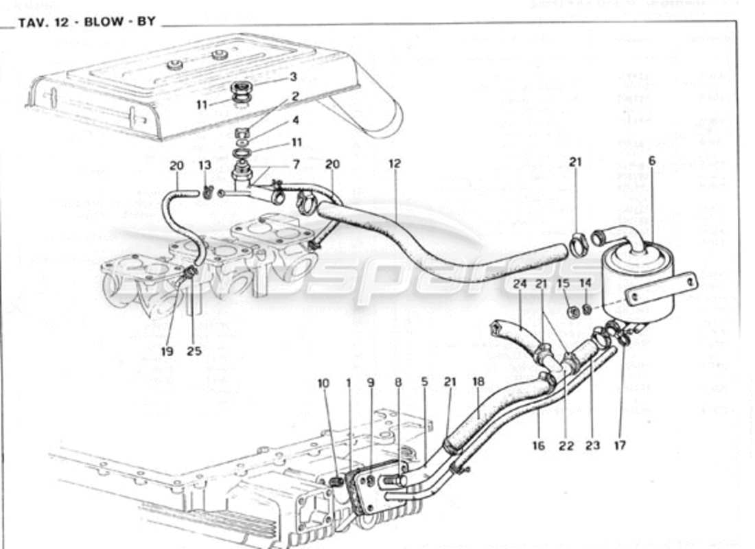 ferrari 246 gt series 1 blow by system part diagram