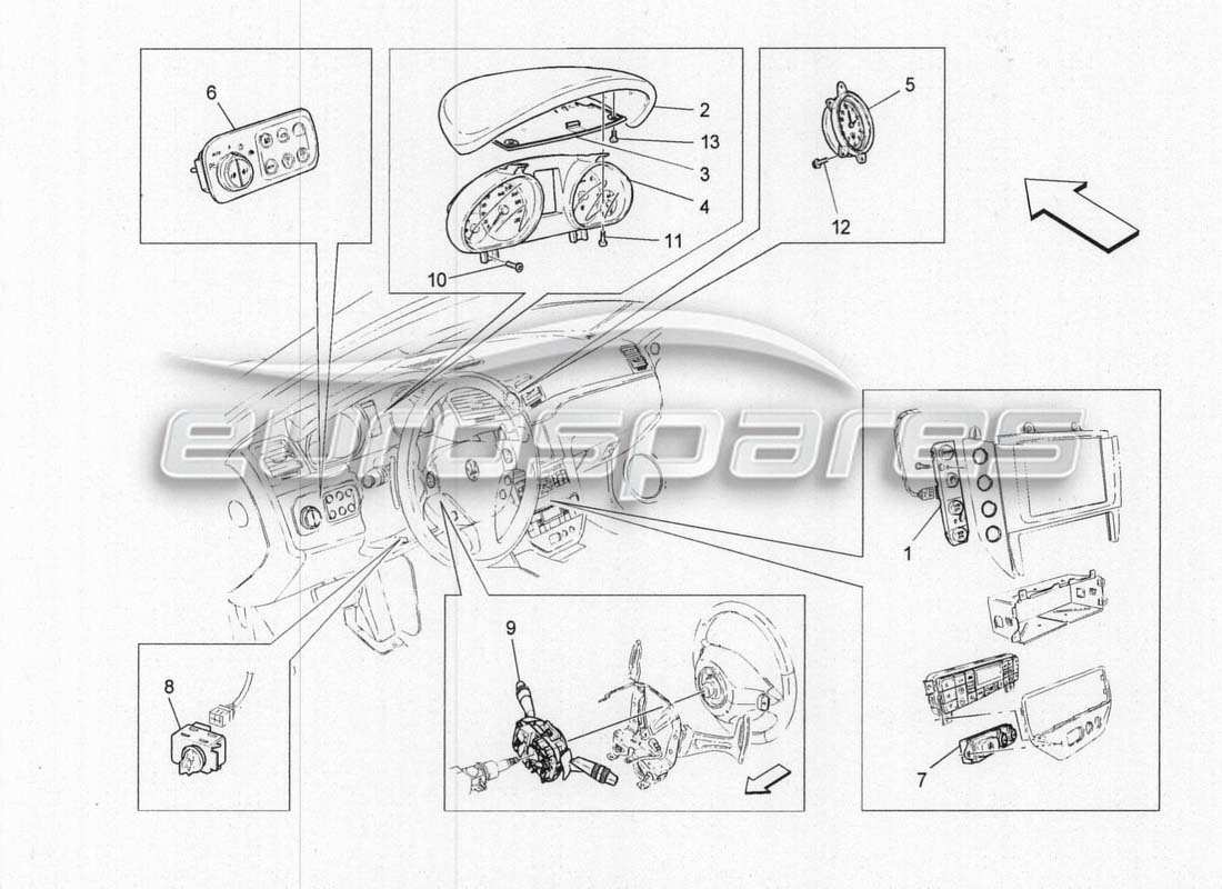 maserati grancabrio mc centenario dashboard equipment part diagram