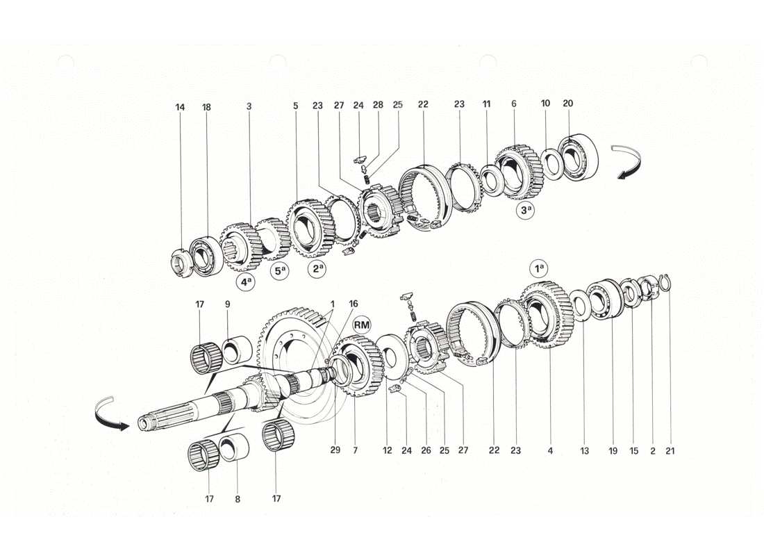 ferrari 208 gtb gts lay shaft gears part diagram