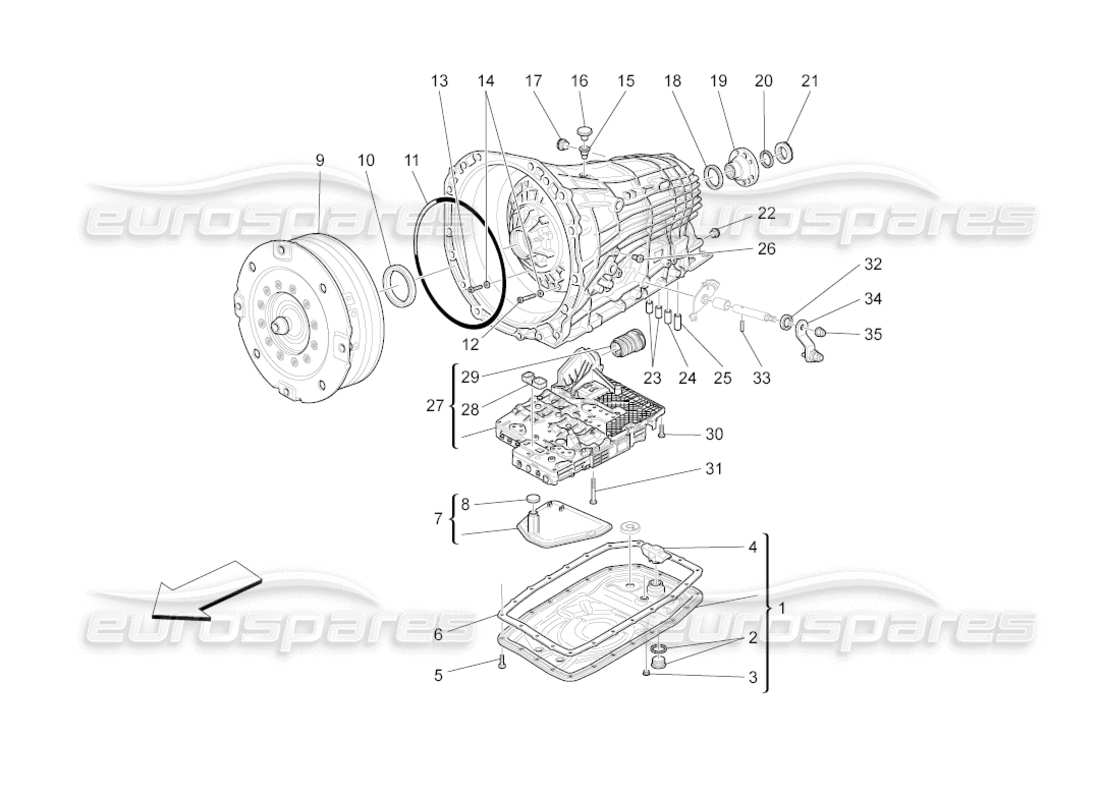 maserati grancabrio (2011) 4.7 gearbox housings part diagram