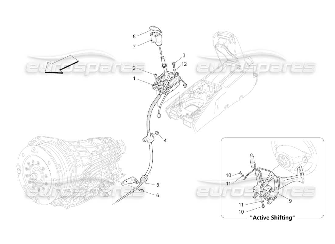 maserati grancabrio (2011) 4.7 driver controls for automatic gearbox part diagram