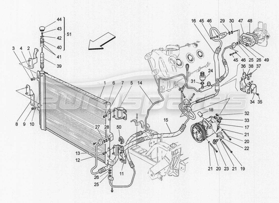 maserati granturismo special edition a c unit: engine compartment devices parts diagram