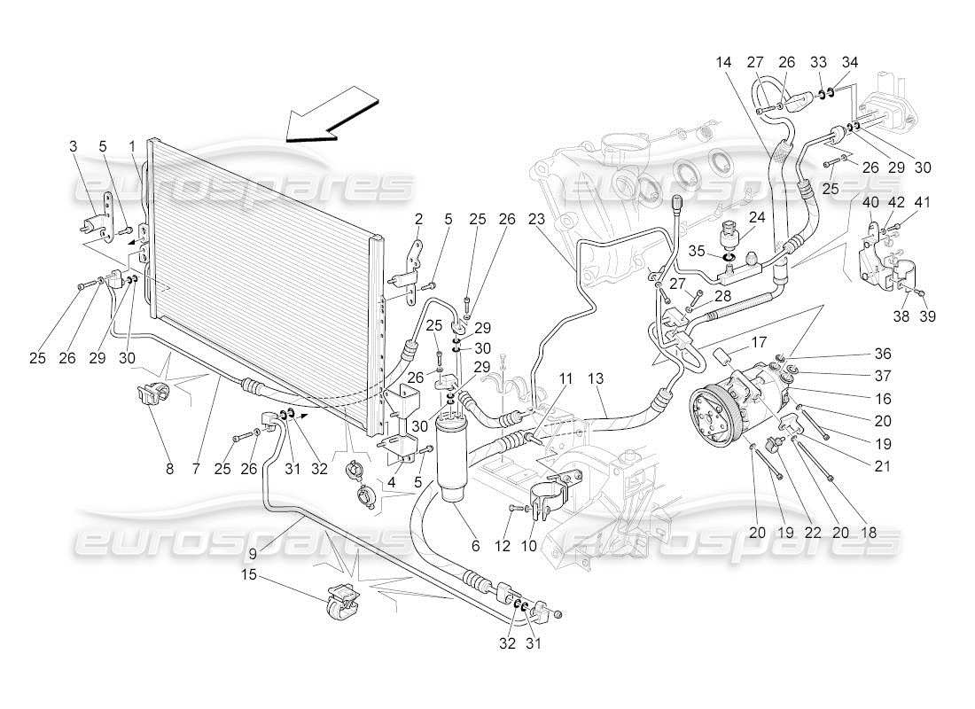 maserati qtp. (2011) 4.2 auto a c unit: engine compartment devices part diagram