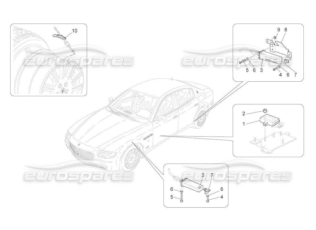 maserati qtp. (2011) 4.7 auto tyre pressure monitoring system parts diagram